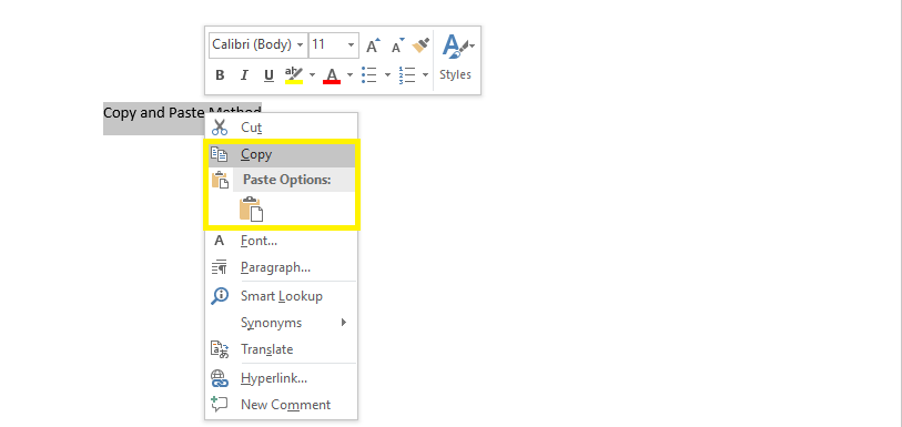 Right-Click Copy and Paste