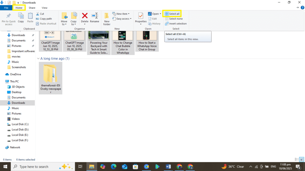 Selecting All Files in File Explorer