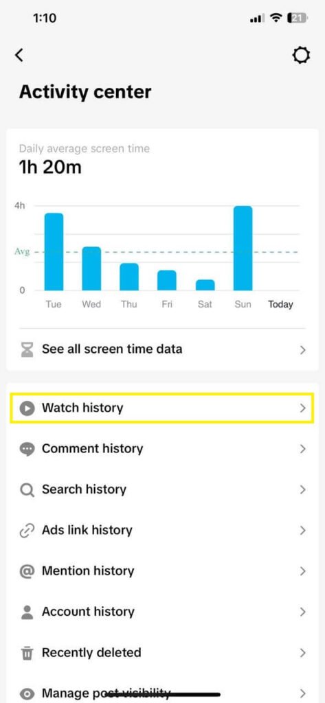 Watch History on TikTok