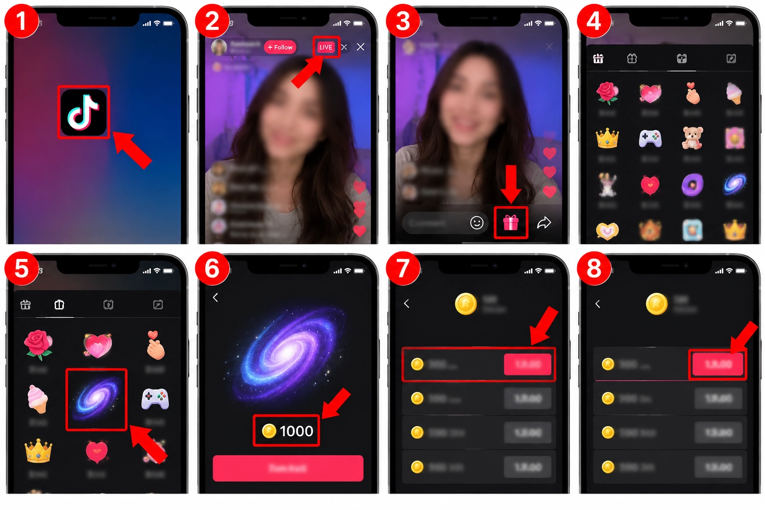 TikTok Live Gift Tutorial Collage