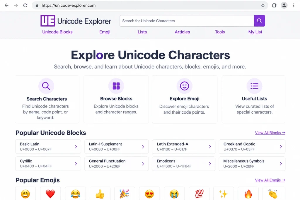 Unicode Explorer Homepage