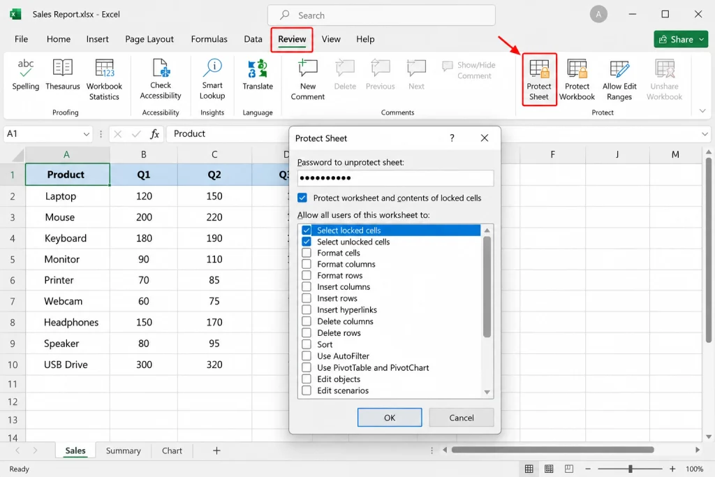Excel Protect Sheet Workflow