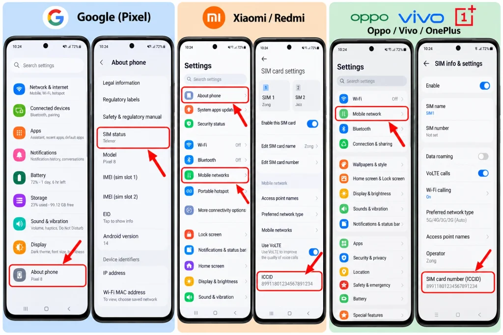 Finding ICCID on Android Phones
