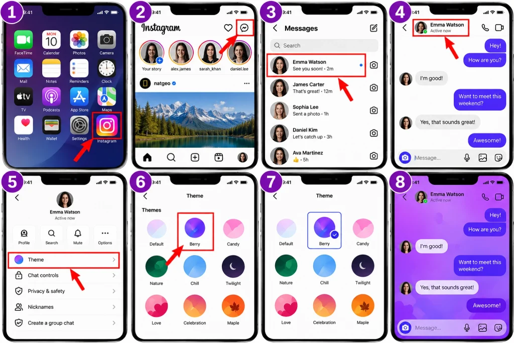 Instagram DM Purple Theme Tutorial Grid