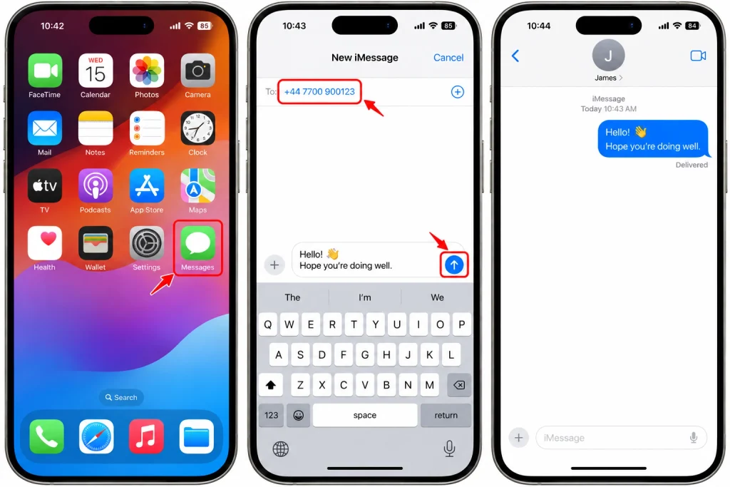International iMessage Tutorial Screens