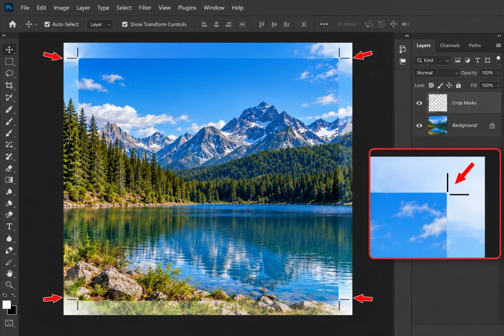 Photoshop Crop Marks Landscape Proof