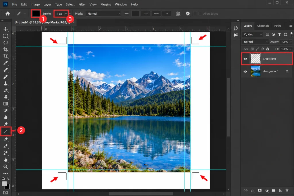 Photoshop Crop Marks Tutorial Screenshot